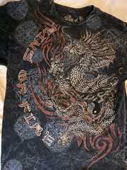 Y2k Vintage Ring of Fire Dragon Graphic Print Crew Neck Short Sleeve T-Shirt 2x