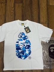 A Bathing Ape BAPE Men’s White Crew Neck Short Sleeve Graphic Logo T-Shirt (S)