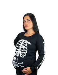 Halloween glow in the dark Long Sleeve Maternity shirt Skeleton X-ray reveal top