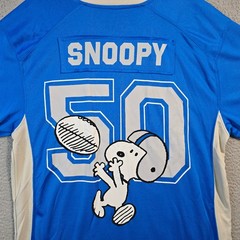 Snoopy Peanuts Football NFL Jersey Shirt Mens XL Blue Charlie Brown 50 NWT