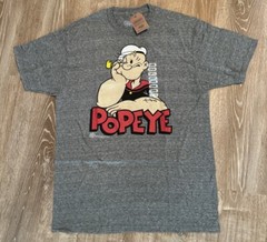Popeye The Sailorman Tee Luv Gray Short Sleeve Tee Shirt T-Shirt Large