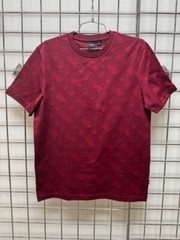 NEW-MEN’S HUGO BOSS T-SHIRT WITH MONOGRAM JACQUARD, #50503121, DARK RED $148.00