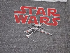 Star Wars Fighter Chasing X Wing Gray And Red Distressed T Shirt Size LG