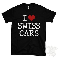 I LOVE SWISS CARS T-SHIRT heart european luxury engineering classic vehicles car