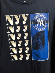 NWT New York NY Yankees Fanatics Men Logo Graphic Blue Short sleeve T Shirt Sz L