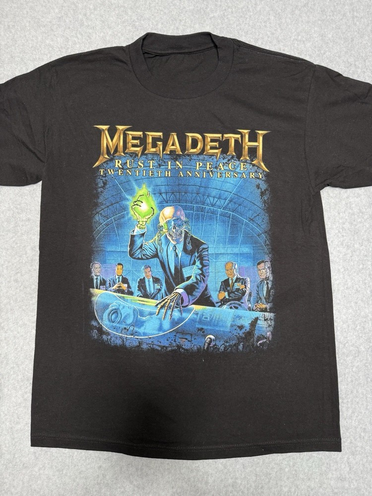 Megadeth Rust In Peace 20th Anniversary Black Men’s T-Shirt Crew Neck XL