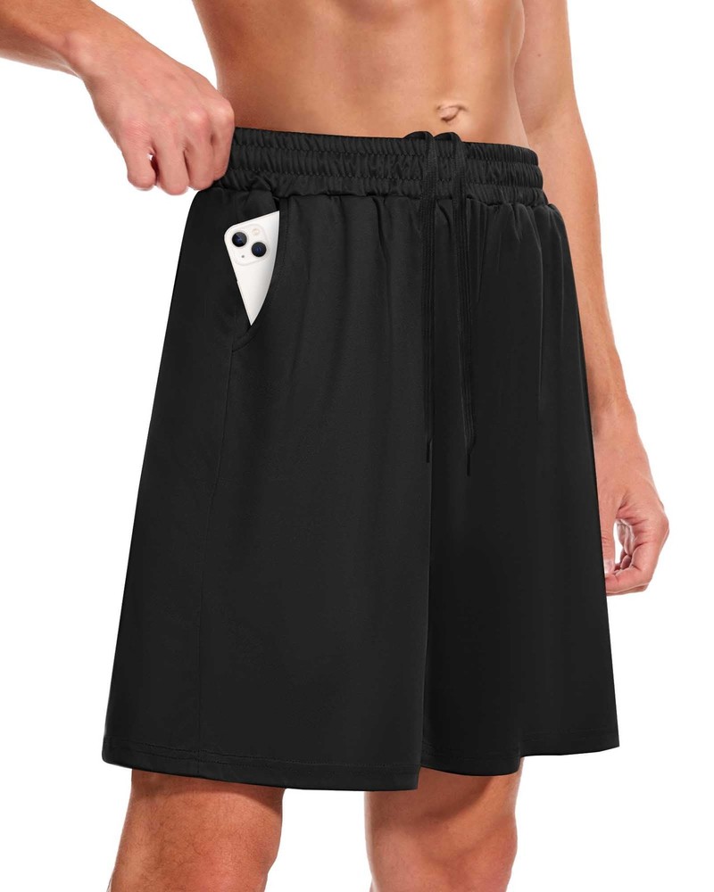 BOOJO Men’s Athletic Gym Shorts – Quick Dry Black Casual Small,
