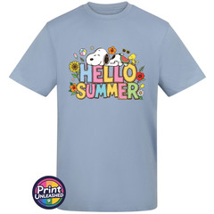 Hello Summer T-Shirt Unisex S-2XL AWDis Summer Beagle Tee Dog & Bird Top Gift