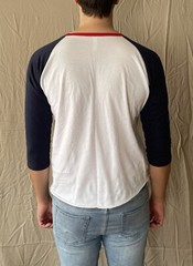 LAT Men’s Size L Red White & Blue 3/4 Sleeve Baseball Raglan Tee