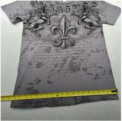 FSD (Four Seasons Design) VINTAGE Y2K Fleur di lis Lion T-shirt Gray Medium