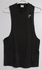 Men’s Gymshark Critical 2.0 Drop Arm Crew Neck Tank Slim Fit Black Size MEDIUM
