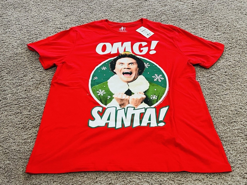 Buddy the Elf OMG Santa Red T Shirt Mens XL NWT