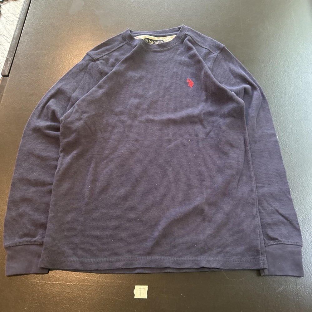 U.S. Polo Assn. Men’s Navy Waffle Knit Long Sleeve Crewneck Shirt Size M