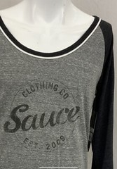 Sauce Hockey Shirt L Gray 1/2 Sleeve Poly Cotton Rayon Made USA NWT YGI O2-333