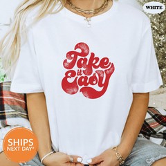 Take It Easy Bohemian Comfort Tee Retro Vintage Style Relaxed