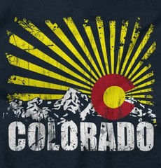 Colorado Flag Rocky Mountains Vacation Gift Adult Short Sleeve Crewneck Tee