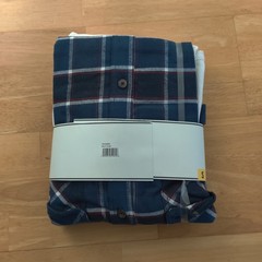 NWT Jachs Thermal & Flannel Set Adult Mens Small Blue Plaid Button Up Collared