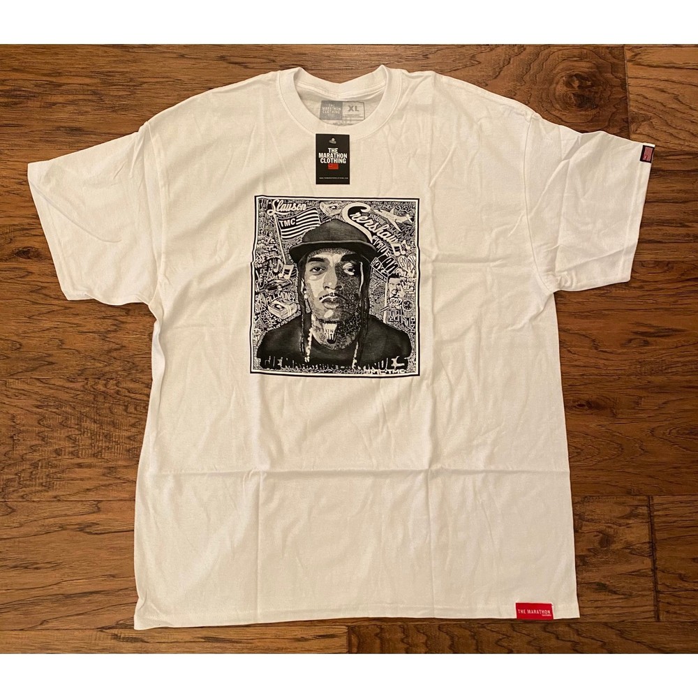 The Marathon Clothing TMC Nipsey Hussle Graphic T-Shirt White Mens XL NWT