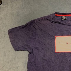 Tommy Hilfiger T Shirt Mens Large Purple Flag Graphic Crew Neck Short Sleeve