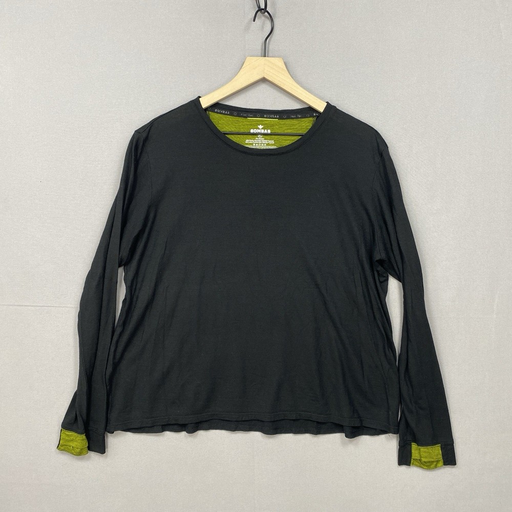 Bombas Baselayer Top XL Merino Wool Tencel Blend Crew Neck Long Sleeve Black