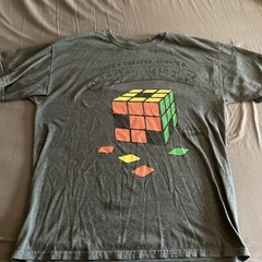 Rubiks Cube Once A Cheater Always A Cheater Gray T-shirt Sz L Large