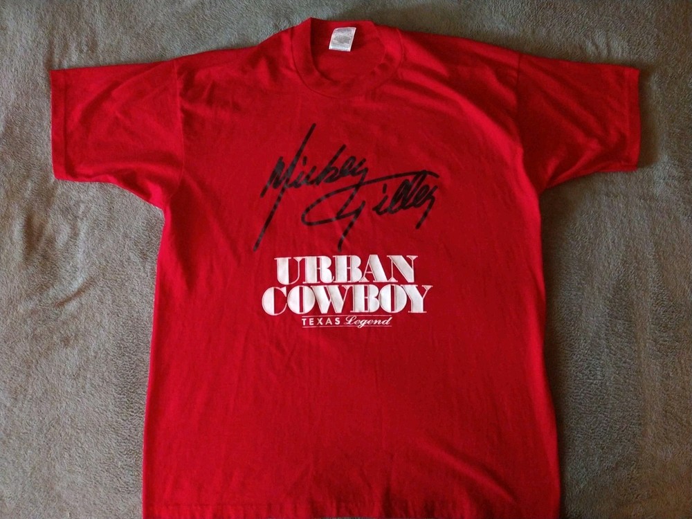 Vintage Fruit Of The Loom Shirt Mens XL Red Mickey Gilley Signed Urban Cowboy