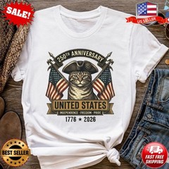 250th Anniversary USA Cat Shirt, Patriotic Cat 1776-2026 Tee,Cat Day T-Shirt
