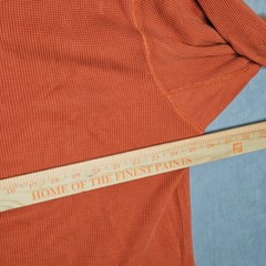 Orvis Shirt Mens XL Orange Henley Waffle Knit Thermal Casual Outdoor Fall