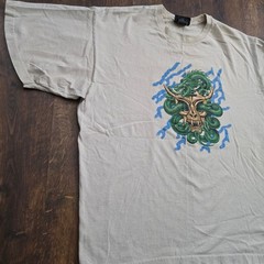 Mens No Boundaries Graphic T-Shirt Dragon Skull Lightning Bolt xl Y2K