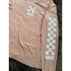 Vans mens Long Sleeve Graphic T-Shirt Pink Checkerboard Logo VN0A7S1V Medium