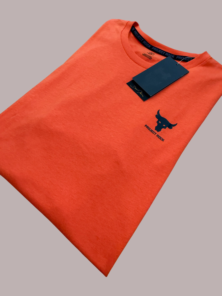 Under Armour Men’s Project Rock Simple Branded Sz L / XL Orange T Shirt New