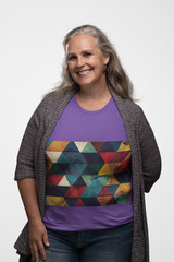 Geometric Retro Triangle Pattern T-Shirt | Abstract Colorful Design