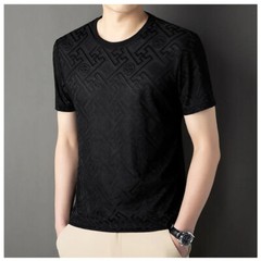 New Fashion Trend Ice Silk Breathable Summer Short Sleeve Luxury Men T-Shirt