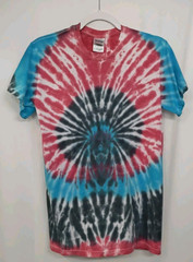 New Tie Dye Mens Small T-Shirt Red Blue Multicolor Summer Swirl Spiral