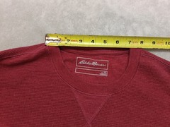 Eddie Bauer Mens Waffle Knit Thermal Shirt Long Sleeve Brick Red Cotton XLarge.