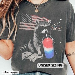 4th of July Raccoon Shirt Funny Patriotic Slushie America 250 Tee