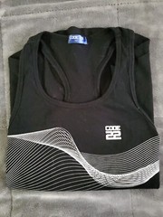 Code 22 Wave Lines Black Sleeveless Gym Tank Top SZ Large
