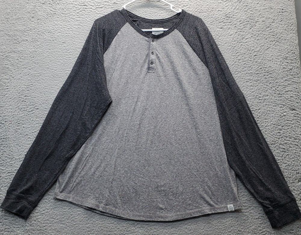 Lucky Brand Henley Shirt Mens 2XL Multi Colorblock Stretch Down Shoulder Sleeve