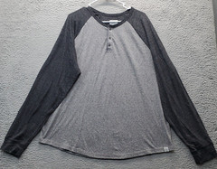 Lucky Brand Henley Shirt Mens 2XL Multi Colorblock Stretch Down Shoulder Sleeve