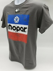 Gray T-Shirt w/ Large Red White & Blue 1972 Mopar Emblem / Logo On Front