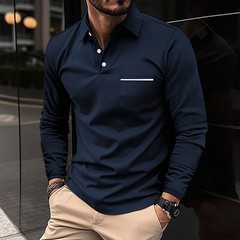 Mens Casual Shirts Grandad Long Sleeve Smart Work Business Golf Solid Tops