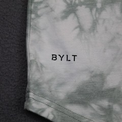 BYLT Shirt Mens XL Green White Cloud Dye Tee Short Sleeve Stretch Casual Soft