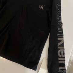 Calvin Klein Jeans Men’s S Black Cotton Knit Logo Crew Neck Long Sleeve T-Shirt
