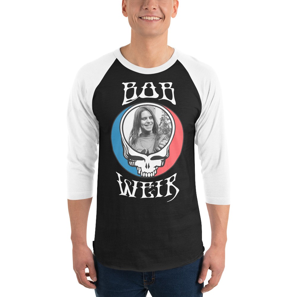 Greteful Dead Deadhead Skull Rip Bob Weir 3/4 sleeve raglan shirt