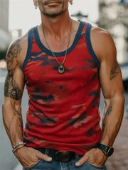 Men 3D Camouflage Tank Top Sleeveless Loose Running Sports Casual T-Shirt