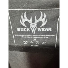 Buck Wear Mens Black Lab Red White and True American Flag Deer Skull T-Shirt LG