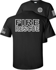 Fire Rescue T-Shirt American Flag BAF