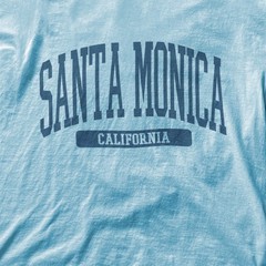 Santa Monica Beach California Souvenir Simple Vintage T-Shirt Light Blue