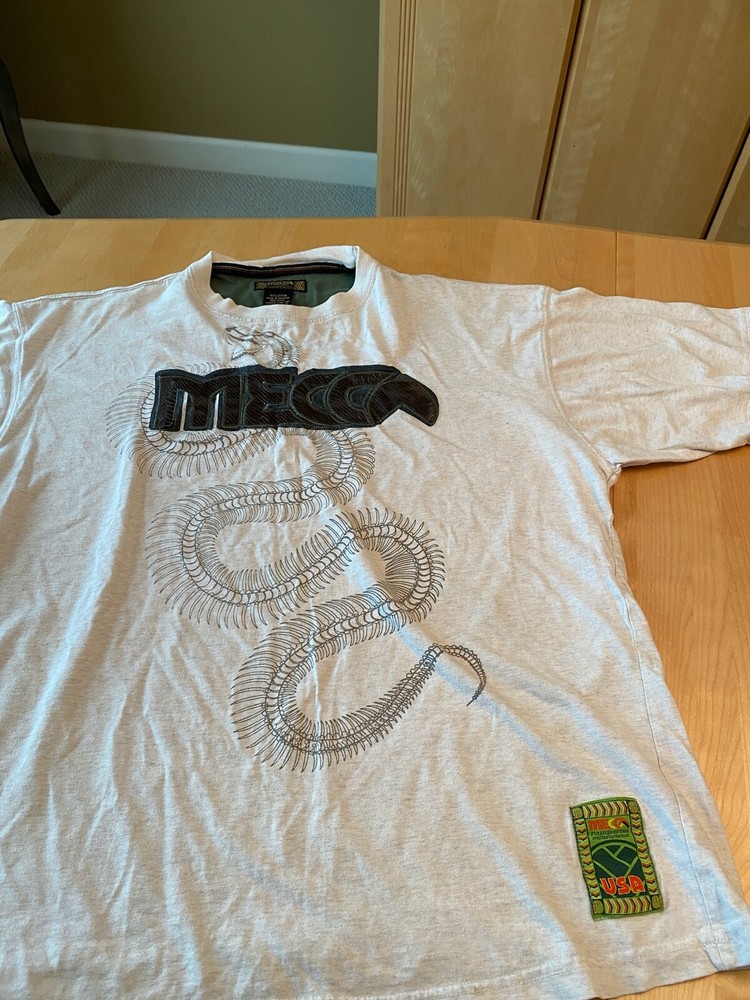 VINTAGE MECCA EMBROIDERED FAUX SNAKE SKIN GRAPHIC DETAIL MENS SZ XL