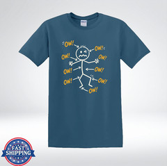 Funny OW Pain Stick Figure Shirt Body Ache Humor T-Shirt